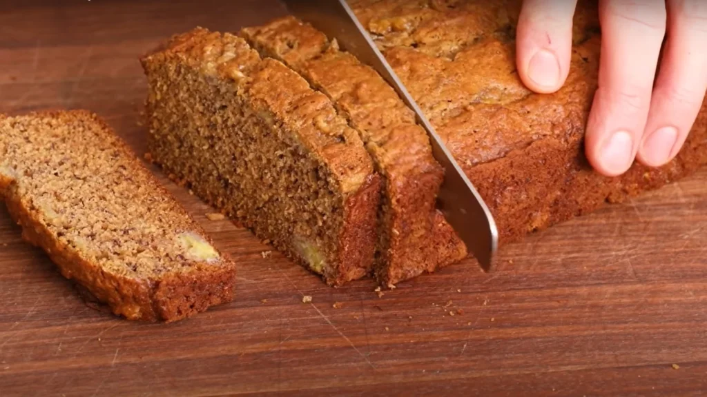Slice Banana Bread and Serve